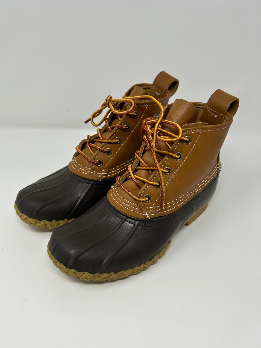 L.L. Bean Brown Leather and Black Rubber Duck Boots Women’s 6M